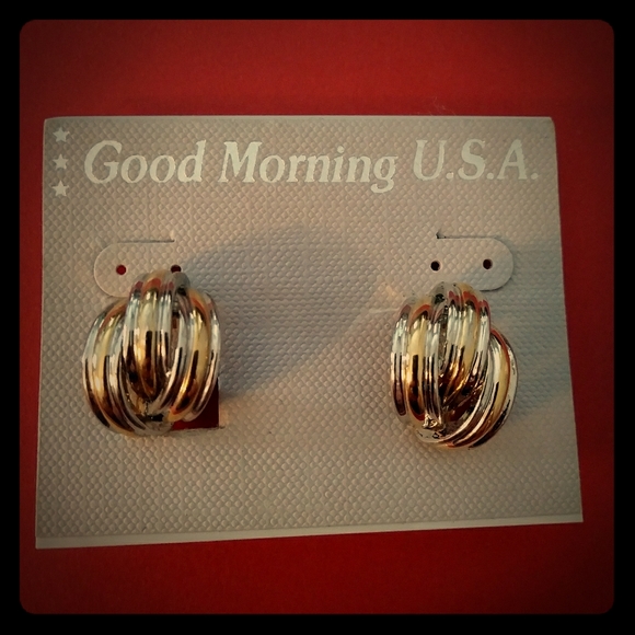 Good Morning Usa Jewelry Vintage Clip Silver And Gold Hoop